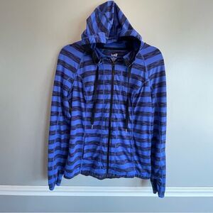 LUKKA women’s Full zip hoodie jacket size Large L striped royal blue black